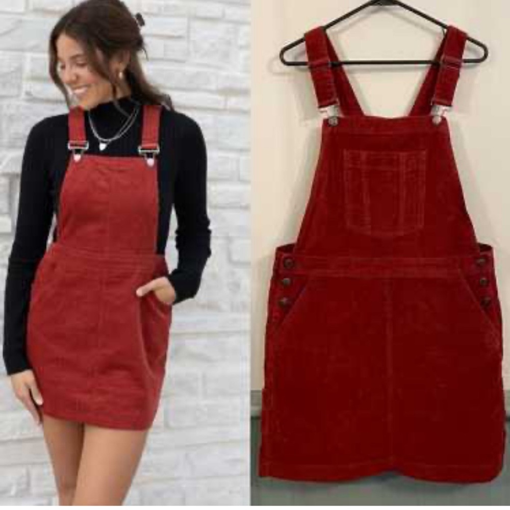 Boden Red Corduroy Pinafore Dress Jumper